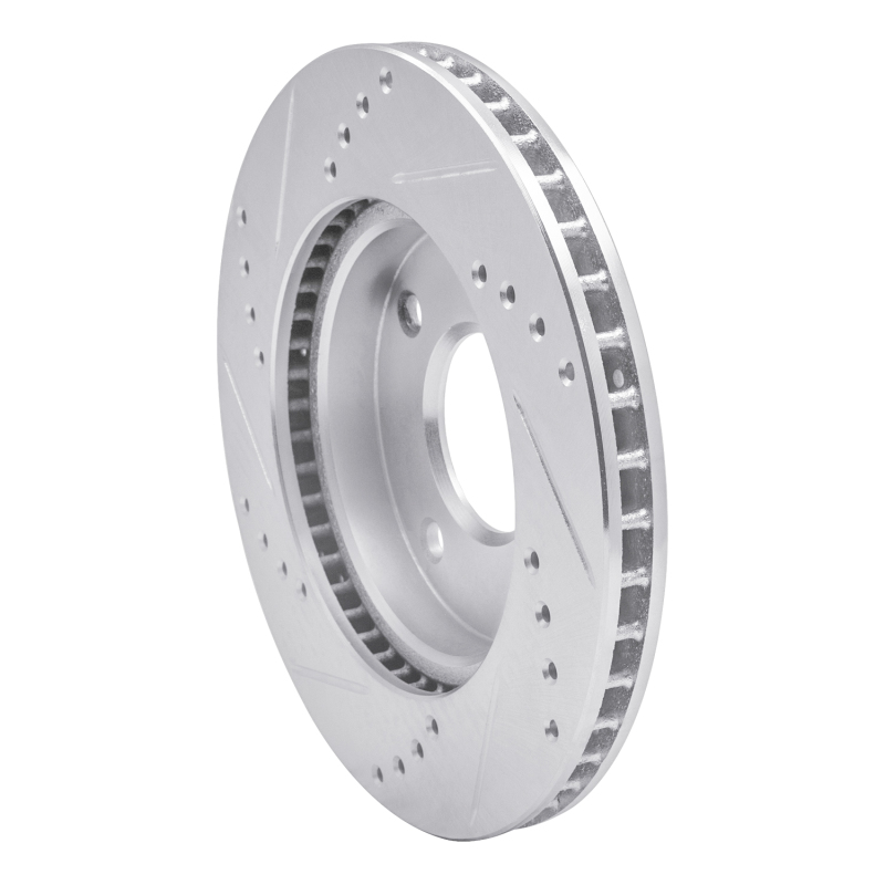 Nissan TIIDA Brake Rotor (1) - Front Right - R1 Concepts - Drilled & Slotted - Silver - `07-`17